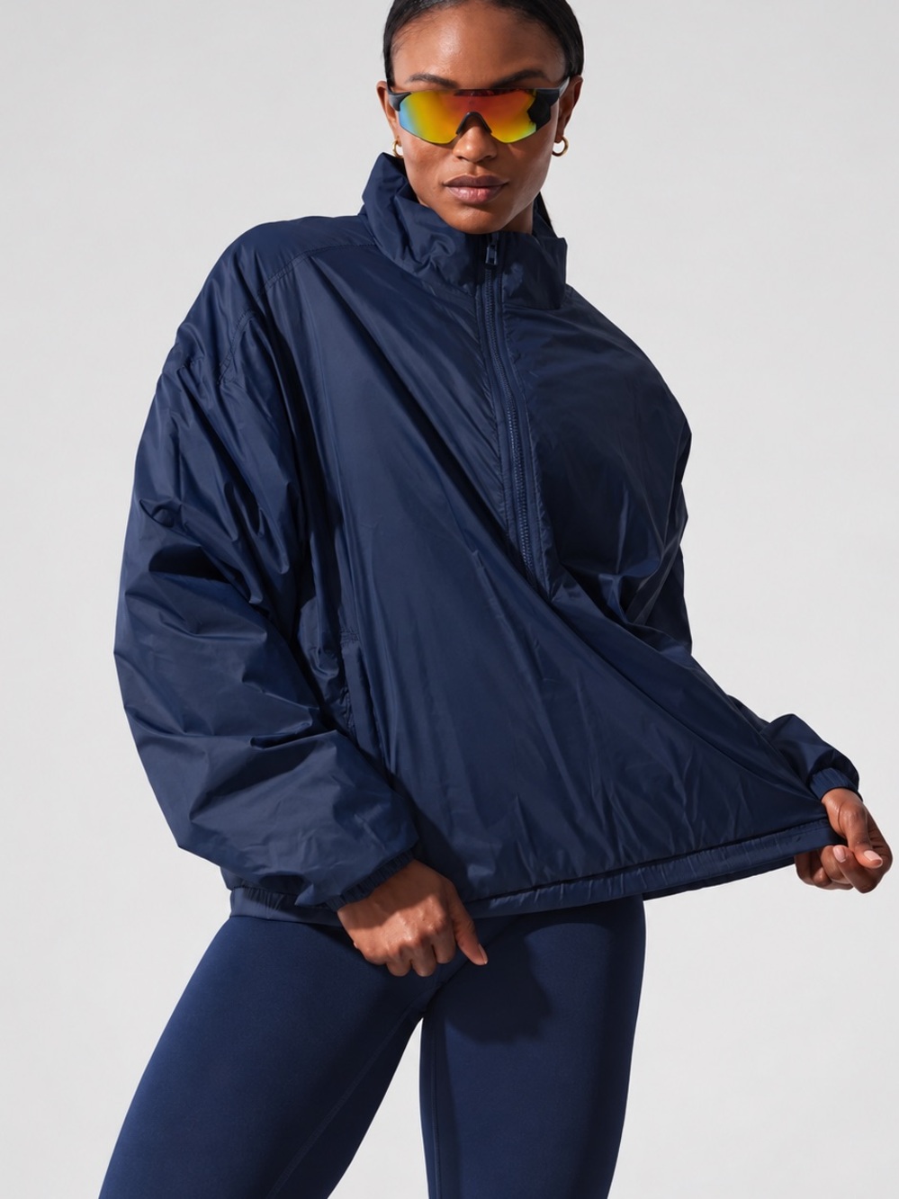 ALO Latitude Light Weight 1/2 Zip Pullover Jacket - Blue/Grey Size Large/X Large